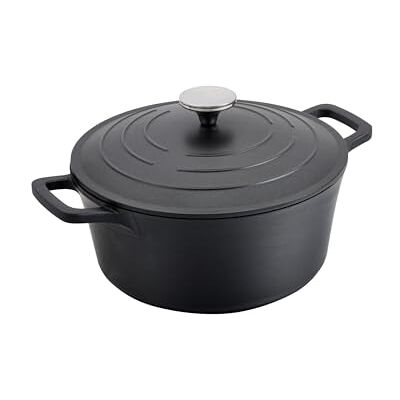Commichef XR-724BK 24cm Cast Aluminium Round Casserole Dish, Suitable for Oven and All Types of Hob, Perfect for Stews and Casseroles, Black Commichef XR-724BK 24cm Cast Aluminium Round Casserole Dish, Suitable for Oven and All Types of Hob, Perfect for Stews and Casseroles, Black