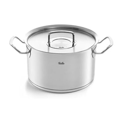 Fissler Original Professional Collection Stainless Steel Saucepan Diameter 24 cm 6.3 litres with Metal Lid, Interior Scale – Induction, 084-128-24-000/0 Fissler Original Professional Collection Stainless Steel Saucepan Diameter 24 cm 6.3 litres with Metal Lid, Interior Scale – Induction, 084-128-24-000/0