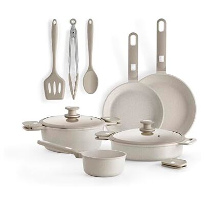 Monix Denmark 10 Piece Cookware Set, Cast Aluminium with Non-Stick, Suitable for All Types of Cookers Including Induction Monix Denmark 10 Piece Cookware Set, Cast Aluminium with Non-Stick, Suitable for All Types of Cookers Including Induction
