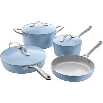 ProCook Soho SKU Blue Cookware Set Ceramic Non Stick PFAS Free Aluminium Induction and Oven Safe 4 Piece Pots and Pans Set 18cm 24cm 26cm ProCook Soho SKU Blue Cookware Set Ceramic Non Stick PFAS Free Aluminium Induction and Oven Safe 4 Piece Pots and Pans Set 18cm 24cm 26cm