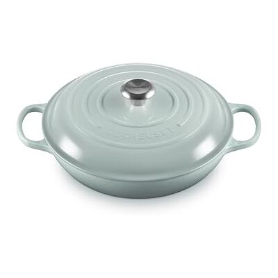 LE CREUSET Signature Enamelled Cast Iron Shallow Casserole Dish With Lid, 30 cm, 3.2 Litres, Sea Salt LE CREUSET Signature Enamelled Cast Iron Shallow Casserole Dish With Lid, 30 cm, 3.2 Litres, Sea Salt