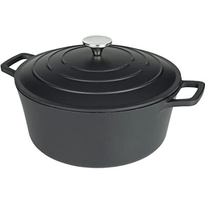Commichef XR-728BK 28cm Cast Aluminium Round Casserole Dish, Suitable for Oven and All Types of Hob, Perfect for Stews and Casseroles, Black Commichef XR-728BK 28cm Cast Aluminium Round Casserole Dish, Suitable for Oven and All Types of Hob, Perfect for Stews and Casseroles, Black