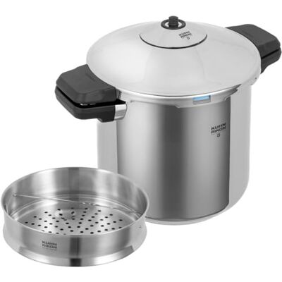 Kuhn Rikon Pressure Cooker 5L/22cm with Steamer Insert, Stainless Steel Pot Food Steamer, Side Grips, Auto Lock Lid, Instant Cook Pot, 5 Safety Features, 2 Pressure Settings Duromatic Inox Kuhn Rikon Pressure Cooker 5L/22cm with Steamer Insert, Stainless Steel Pot Food Steamer, Side Grips, Auto Lock Lid, Instant Cook Pot, 5 Safety Features, 2 Pressure Settings Duromatic Inox