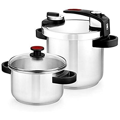 BRA isogona Tekna Fast Pressure Cooker Set, 4 7 Litres, Easy to Use, 18/10 Stainless Steel, Includes Glass Lid BRA isogona Tekna Fast Pressure Cooker Set, 4 7 Litres, Easy to Use, 18/10 Stainless Steel, Includes Glass Lid