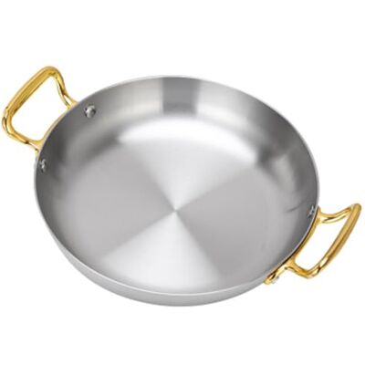 SPVRIKTE Stainless Steel Round Paella Pan with Double Riveted Handles 16-30cm Residential/Commercial Wide Shallow Paella Pot Frying Pan Serving Tray Kitchen Cookware (Silver,24CM) SPVRIKTE Stainless Steel Round Paella Pan with Double Riveted Handles 16-30cm Residential/Commercial Wide Shallow Paella Pot Frying Pan Serving Tray Kitchen Cookware (Silver,24CM)
