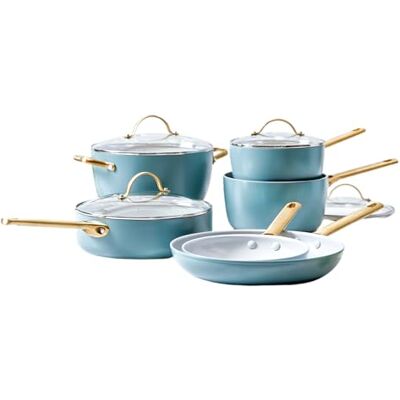 GreenPan Padova Reserve 10-Piece Ceramic Nonstick Cookware Set, Sky Blue GreenPan Padova Reserve 10-Piece Ceramic Nonstick Cookware Set, Sky Blue