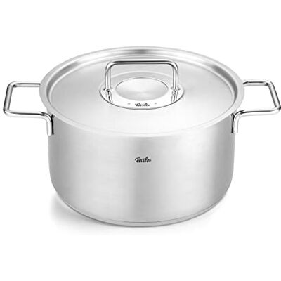 Fissler Pure Collection/Stainless Steel Cooking Pot (Diameter 24 cm, 5.7 L) Pots with Metal Lid, Inner Scale Induction Fissler Pure Collection/Stainless Steel Cooking Pot (Diameter 24 cm, 5.7 L) Pots with Metal Lid, Inner Scale Induction