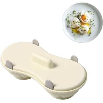 Maven Gifts Egg Poacher Microwave Egg Cooker, 2 Cavity Edible Silicone Double Drain Poached Egg Cups, Microwave Egg Poacher Kitchen Cooking Gadgets (Off white) Maven Gifts Egg Poacher Microwave Egg Cooker, 2 Cavity Edible Silicone Double Drain Poached Egg Cups, Microwave Egg Poacher Kitchen Cooking Gadgets (Off white)