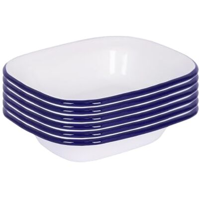 Argon Tableware 18 x 13.5cm White Enamel Pie Dishes with Blue Rims Pack of 6 Baking Tray, Oven Safe Metal Dish for Pies, Cobblers, Lasagne, Camping, Picnic, Rustic Kitchen Bakeware Argon Tableware 18 x 13.5cm White Enamel Pie Dishes with Blue Rims Pack of 6 Baking Tray, Oven Safe Metal Dish for Pies, Cobblers, Lasagne, Camping, Picnic, Rustic Kitchen Bakeware