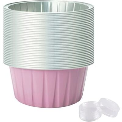 Hotainoys 50Pcs Aluminum Cups, 125ml/5.0oz Baking Cups, Foil Cupcake Liners with 50Pcs Lids 2.5x1.3 Mini Aluminium Creme Ramekins Cupcake Liners for Baking Foil Hotainoys 50Pcs Aluminum Cups, 125ml/5.0oz Baking Cups, Foil Cupcake Liners with 50Pcs Lids 2.5x1.3 Mini Aluminium Creme Ramekins Cupcake Liners for Baking Foil