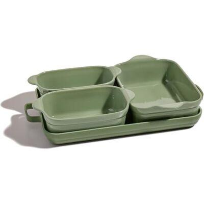 Our Place Bakeware Set 5-Piece Nonstick, Toxin-Free, Ceramic, Cast Aluminum Set with Oven Pan, Bakers, & Oven Mat Space-Saving Nesting Design Oven-Safe Bake, Roast, Griddle and More Sage Our Place Bakeware Set 5-Piece Nonstick, Toxin-Free, Ceramic, Cast Aluminum Set with Oven Pan, Bakers, & Oven Mat Space-Saving Nesting Design Oven-Safe Bake, Roast, Griddle and More Sage