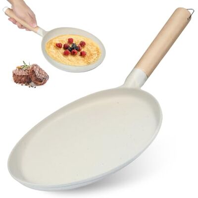 LuLobtg Non Stick Crepe Pan 24 cm Flat Skillet Griddle with Bakelite Handle PFOA Free Granite Coating Pancake Flat Skillet for All Cookers and Induction Cookers LuLobtg Non Stick Crepe Pan 24 cm Flat Skillet Griddle with Bakelite Handle PFOA Free Granite Coating Pancake Flat Skillet for All Cookers and Induction Cookers