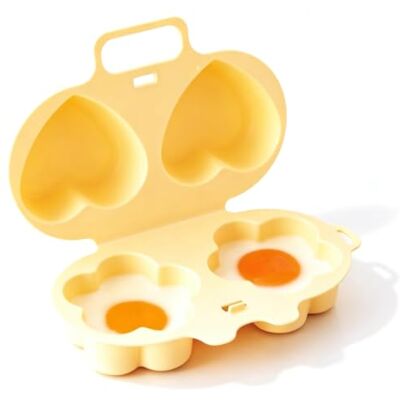 Generic 2-Slot Microwave Egg Cooker Double Heart Flower PP Shaper Steamer Double Cavity Flower Design No Oil Needed Fast Breakfast Cooker Compact Reusable Generic 2-Slot Microwave Egg Cooker Double Heart Flower PP Shaper Steamer Double Cavity Flower Design No Oil Needed Fast Breakfast Cooker Compact Reusable