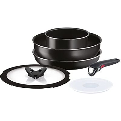 Lagostina Ingenio Essential + Non-Stick Aluminium Cookware and Frying Pan Set for Gas and Oven, 6 Pieces, Battery with Casserole Frying Pan Pan Wok 2 Lids Removable Handle Lagostina Ingenio Essential + Non-Stick Aluminium Cookware and Frying Pan Set for Gas and Oven, 6 Pieces, Battery with Casserole Frying Pan Pan Wok 2 Lids Removable Handle
