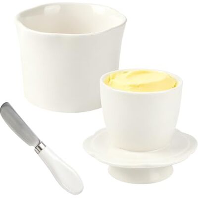 LWGHB Ceramic Butter Crock with Lid & Waterline, French Butter Dish & Keeper for Fresh, Spreadable Butter, Dishwasher Safe, Microwave & Oven Safe, Great for Countertop, White LWGHB Ceramic Butter Crock with Lid & Waterline, French Butter Dish & Keeper for Fresh, Spreadable Butter, Dishwasher Safe, Microwave & Oven Safe, Great for Countertop, White