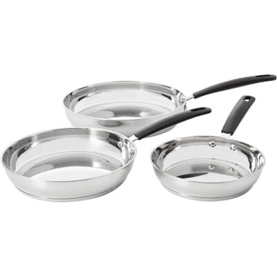 ProCook Gourmet Stainless Steel Frying Pan Set 3 Piece, 20/24/28 cm Uncoated Induction Pans with Stay Cool Handles Dishwasher Safe Cookware 10 Year Guarantee ProCook Gourmet Stainless Steel Frying Pan Set 3 Piece, 20/24/28 cm Uncoated Induction Pans with Stay Cool Handles Dishwasher Safe Cookware 10 Year Guarantee