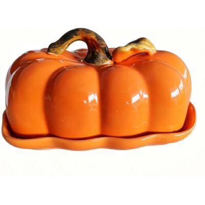 Comebachome Pumpkin Butter Dish, 18.7x10cm Ceramic Butter Dish with Lid, Halloween Container for Fall/Halloween/Thanksgiving Decor (Orange) Comebachome Pumpkin Butter Dish, 18.7x10cm Ceramic Butter Dish with Lid, Halloween Container for Fall/Halloween/Thanksgiving Decor (Orange)