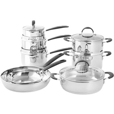 ProCook Gourmet Stainless Steel Cookware Set 8 Piece, 14/16/18/20/24/28 cm, Induction Compatible Pans with Stay Cool Handles, Uncoated Pots and Frying Pans, Dishwasher Safe 10 Year Guarantee ProCook Gourmet Stainless Steel Cookware Set 8 Piece, 14/16/18/20/24/28 cm, Induction Compatible Pans with Stay Cool Handles, Uncoated Pots and Frying Pans, Dishwasher Safe 10 Year Guarantee