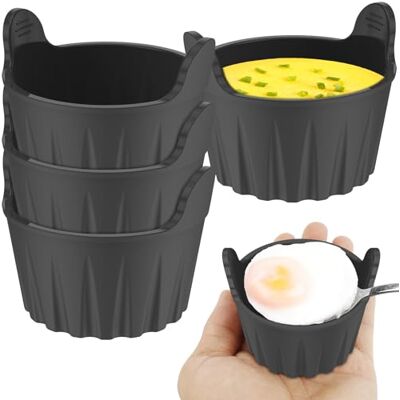 YUNYOUC 4 Pcs Air Fryer Egg Poacher, Ramekins for Air Fryer, Microwave Egg Poacher, Food Grade Silicone Muffin Moulds, Ramekins Baking Cups for Souffle Dishes Muffin Cupcakes Custard and Pudding(Grey) YUNYOUC 4 Pcs Air Fryer Egg Poacher, Ramekins for Air Fryer, Microwave Egg Poacher, Food Grade Silicone Muffin Moulds, Ramekins Baking Cups for Souffle Dishes Muffin Cupcakes Custard and Pudding(Grey)
