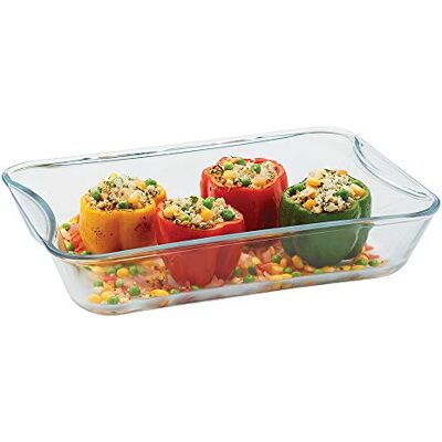 Borosil 2.5 L Baking & Serving Dish with Handle Bowl Container icate Glass Bakeware and Serveware Casserole Dish Tray Microwave, Oven & Dishwasher Safe Transparent (Rectangle 2.5L) Borosil 2.5 L Baking & Serving Dish with Handle Bowl Container icate Glass Bakeware and Serveware Casserole Dish Tray Microwave, Oven & Dishwasher Safe Transparent (Rectangle 2.5L)