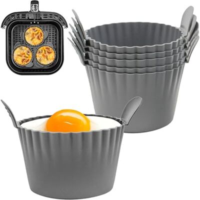 JacksGifts Premium Silicone Ramekins for Air Fryer Double Thickness Silicone Muffin Moulds, Air Fryer Egg Mould for Fried Eggs, Air Fryer accessories (6 Pack, Grey) JacksGifts Premium Silicone Ramekins for Air Fryer Double Thickness Silicone Muffin Moulds, Air Fryer Egg Mould for Fried Eggs, Air Fryer accessories (6 Pack, Grey)