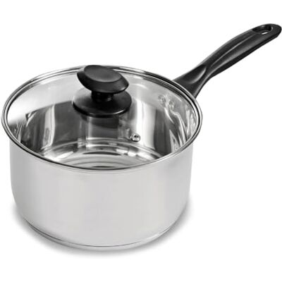 Blackmoor 20cm Stainless Steel Saucepan/Tempered Glass Lid with Steam Vent/PFAS-Free/Suitable for All Hob Types Including Induction/Necessities Range 69839 Blackmoor 20cm Stainless Steel Saucepan/Tempered Glass Lid with Steam Vent/PFAS-Free/Suitable for All Hob Types Including Induction/Necessities Range 69839