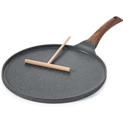 SENSARTE Nonstick Crepe Pan, Swiss Granite Coating Dosa Pan Pancake Flat Skillet Tawa Griddle with Stay-Cool Handle 25.4 cm Grey SENSARTE Nonstick Crepe Pan, Swiss Granite Coating Dosa Pan Pancake Flat Skillet Tawa Griddle with Stay-Cool Handle 25.4 cm Grey