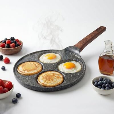 C'est Home Non-Stick Mini Pancake Pan 26cm American Style 4-Hole Pancake Maker, Frying Eggs, Dosa, Crepe Pan Induction Hob Safe C'est Home Non-Stick Mini Pancake Pan 26cm American Style 4-Hole Pancake Maker, Frying Eggs, Dosa, Crepe Pan Induction Hob Safe
