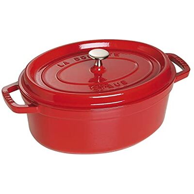 STAUB 40509-866-0 Cast Iron Cocotte, Cherry, 31 cm STAUB 40509-866-0 Cast Iron Cocotte, Cherry, 31 cm