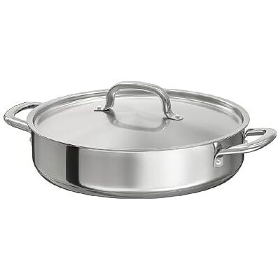 Nobel Triply Stainless Steel Saute Pan, Nonstick 3-Layer Construction, Induction Compatible, with Steel Lid (24 cm Diameter) Nobel Triply Stainless Steel Saute Pan, Nonstick 3-Layer Construction, Induction Compatible, with Steel Lid (24 cm Diameter)