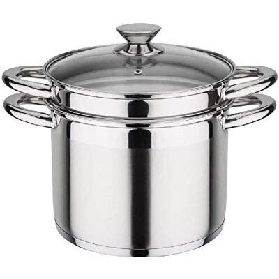 GSW Stahlwaren GmbH Stainless Steel Steamer with Insert, Silver, 22 cm GSW Stahlwaren GmbH Stainless Steel Steamer with Insert, Silver, 22 cm