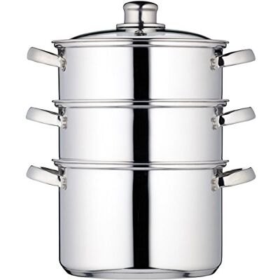 KitchenCraft 3 Tier Food Steamer Pan/Stock Pot in Gift Box, Induction Safe, Stainless Steel, 20 cm, Silver KitchenCraft 3 Tier Food Steamer Pan/Stock Pot in Gift Box, Induction Safe, Stainless Steel, 20 cm, Silver