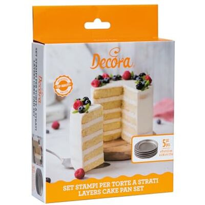 Decora 0070033 Set of 5 Non-Stick Round Moulds for Cakes with Multicolour Layers, Diameter 15 x 2 h cm, Pack of 5 Decora 0070033 Set of 5 Non-Stick Round Moulds for Cakes with Multicolour Layers, Diameter 15 x 2 h cm, Pack of 5