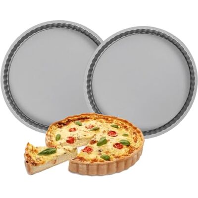 Pluto Packaging Sweet & Savoury (23.5cm) Round Pie Quiche Flan Tin Non-Stick Oven Safe Pluto Packaging Sweet & Savoury (23.5cm) Round Pie Quiche Flan Tin Non-Stick Oven Safe