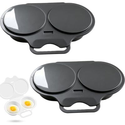 VIMAZ Stedwell Microwave Egg Cooker, Stedwell Microwave Egg Poacher (balck*2) 2 Cavity Nonstick Poached Egg Maker with Lid, Quick-Heat Microwave Egg Cooker for Kitchen Cooking Tool VIMAZ Stedwell Microwave Egg Cooker, Stedwell Microwave Egg Poacher (balck*2) 2 Cavity Nonstick Poached Egg Maker with Lid, Quick-Heat Microwave Egg Cooker for Kitchen Cooking Tool