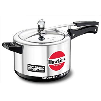HAWKINS Aluminium 5 Litre Hevibase Pressure Cooker, Induction Inner Lid Cooker, Silver (Ih50) HAWKINS Aluminium 5 Litre Hevibase Pressure Cooker, Induction Inner Lid Cooker, Silver (Ih50)