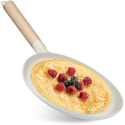 Foribyw 9.2in Non Stick Crepe Pan, Induction-Safe Aluminium Pancake Flat Skillet with Wood Handle, Induction Compatible,BPA Free for Healthy Cooking Foribyw 9.2in Non Stick Crepe Pan, Induction-Safe Aluminium Pancake Flat Skillet with Wood Handle, Induction Compatible,BPA Free for Healthy Cooking