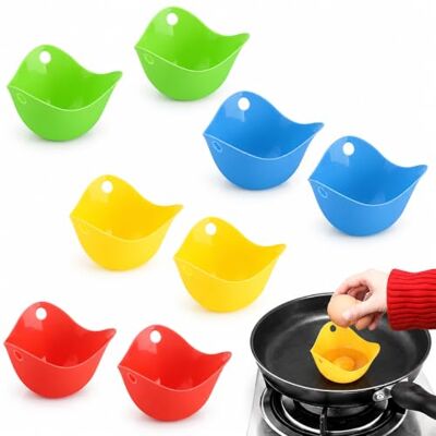 Gryphix 4 Pcs Silicone Poached Egg Maker, Food Grade Egg Poacher Cups, 4 Colours Steamer for Eggs, Easy Release Moulds, Cooking Moulds, Kitchen Egg Cups, Silicone Egg Poachers Gryphix 4 Pcs Silicone Poached Egg Maker, Food Grade Egg Poacher Cups, 4 Colours Steamer for Eggs, Easy Release Moulds, Cooking Moulds, Kitchen Egg Cups, Silicone Egg Poachers
