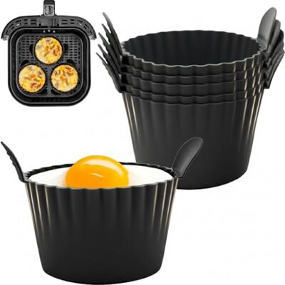 JacksGifts Premium Silicone Ramekins for Air Fryer Double Thickness Silicone Muffin Moulds, Air Fryer Egg Mould for Fried Eggs, Air Fryer accessories (6 Pack, Black) JacksGifts Premium Silicone Ramekins for Air Fryer Double Thickness Silicone Muffin Moulds, Air Fryer Egg Mould for Fried Eggs, Air Fryer accessories (6 Pack, Black)