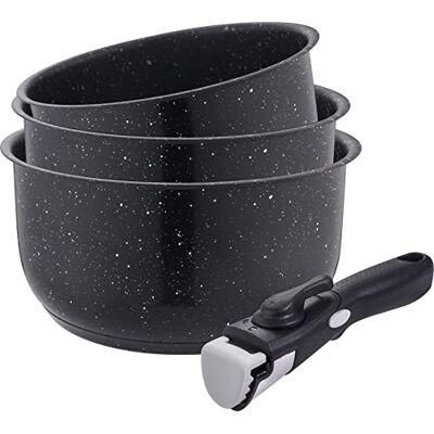 KAMBERG 0008134-3 saucepans 16/18/20 cm Stainless Steel Stone Coating Removable Handle All Heat Sources Including Induction PFOA Free 0008134 KAMBERG 0008134-3 saucepans 16/18/20 cm Stainless Steel Stone Coating Removable Handle All Heat Sources Including Induction PFOA Free 0008134