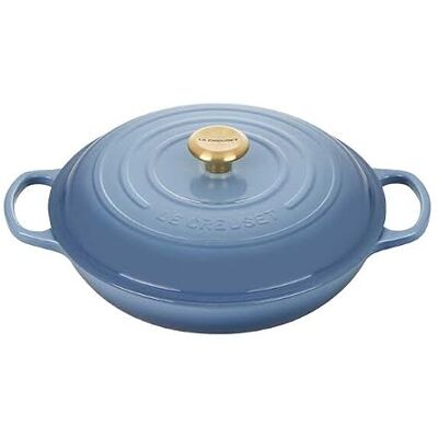 Le Creuset Signature Cast Iron 30cm Shallow Round Casserole - Chambray Le Creuset Signature Cast Iron 30cm Shallow Round Casserole - Chambray