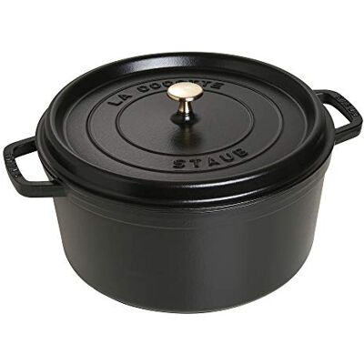 STAUB Cast Iron Roaster/Cocotte, Round, 30 Cm, 8.35 L, Black STAUB Cast Iron Roaster/Cocotte, Round, 30 Cm, 8.35 L, Black