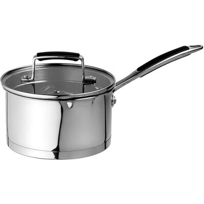 Prochef Stainless Steel Saucepan with Glass Lid, 16 cm Diameter, 9.5 cm Height, 1.5L Capacity, Induction Compatible, Oven Safe, Silver Prochef Stainless Steel Saucepan with Glass Lid, 16 cm Diameter, 9.5 cm Height, 1.5L Capacity, Induction Compatible, Oven Safe, Silver