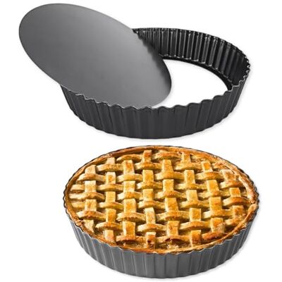 QYRDBGY 2 Pcs Quiche Tins with Loose Base, 28 cm 11 Inch Non Stick Tart Tin Loose Bottom Quiche Flan Dish Pie Dishes 5.5cm Deep Pan for Baking (Black) QYRDBGY 2 Pcs Quiche Tins with Loose Base, 28 cm 11 Inch Non Stick Tart Tin Loose Bottom Quiche Flan Dish Pie Dishes 5.5cm Deep Pan for Baking (Black)