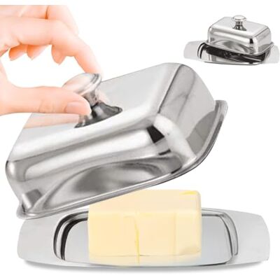 BARGAINS-GALORE Stainless Steel Butter Dish Tray Holder, with Retro Lid Serving Pan Storage Kitchen Pot, Multi Purpose Kitchenware Durable, Cooking Dishes BARGAINS-GALORE Stainless Steel Butter Dish Tray Holder, with Retro Lid Serving Pan Storage Kitchen Pot, Multi Purpose Kitchenware Durable, Cooking Dishes