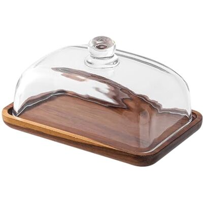 Licsaliwe Wooden Butter Dish with Lid, Glass-Covered Cheese Keeper, Countertop & Fridge Storage/7.1x4.7x3.7 Inch Licsaliwe Wooden Butter Dish with Lid, Glass-Covered Cheese Keeper, Countertop & Fridge Storage/7.1x4.7x3.7 Inch