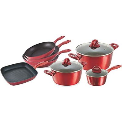Galileo Casa 5903429 Rouge Battery 10 Pieces Forged Aluminum-Induction-External Metal Galileo Casa 5903429 Rouge Battery 10 Pieces Forged Aluminum-Induction-External Metal