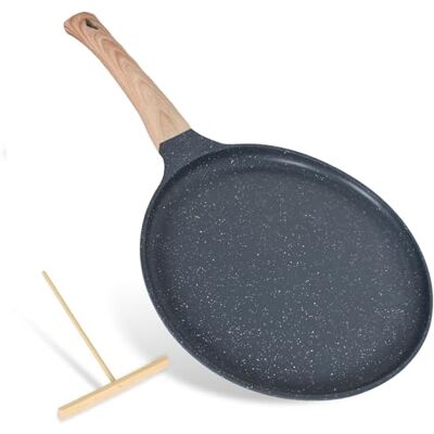 Disnace Non-Stick Crepe Pan, 24cm Pancake Pan, with Medical Stone Non Stick Coating, Dosa Die-cast Auluminium Cake Flat Skillet Tawa Griddle, Nonstick Egg Frying, for All Hobs & Induction (Grey) Disnace Non-Stick Crepe Pan, 24cm Pancake Pan, with Medical Stone Non Stick Coating, Dosa Die-cast Auluminium Cake Flat Skillet Tawa Griddle, Nonstick Egg Frying, for All Hobs & Induction (Grey)