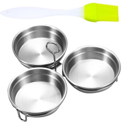 Zvn Zojne Stainless Steel Egg Poacher, Poached Egg Pan, 3 x Stainless Steel Egg Pan, Non-Stick Egg Cooker with Stand, Kitchen Egg Cups with Brush for Microwave Oven Cooking Zvn Zojne Stainless Steel Egg Poacher, Poached Egg Pan, 3 x Stainless Steel Egg Pan, Non-Stick Egg Cooker with Stand, Kitchen Egg Cups with Brush for Microwave Oven Cooking