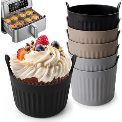 HeeTeem 6 Pcs Ramekins for Air Fryer, Silicone Cupcake Cases silicone cake cases,Silicone Muffin Cases, Air Fryer Egg Mould, Air Fryer Baking Ramekins for Eggs, Cupcakes, Puddings HeeTeem 6 Pcs Ramekins for Air Fryer, Silicone Cupcake Cases silicone cake cases,Silicone Muffin Cases, Air Fryer Egg Mould, Air Fryer Baking Ramekins for Eggs, Cupcakes, Puddings